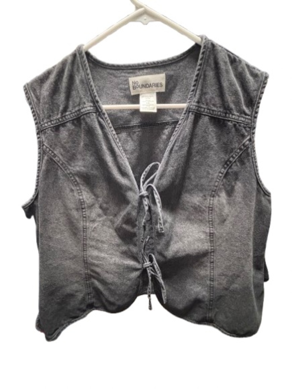 No Boundaries Gray Washed Lace-Up Sleeveless Vest